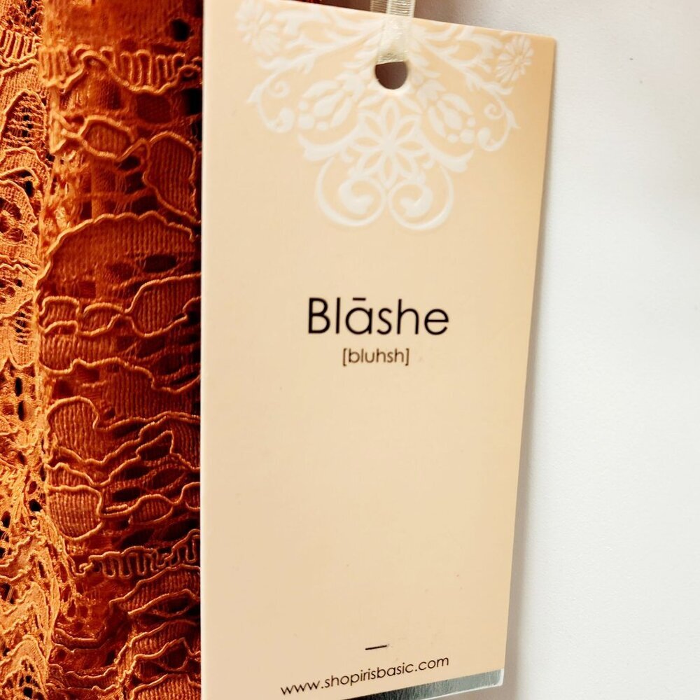 Rust Orange Lace & Sheer Ruffle Sleeve Crop Top By Blåshe Size M - Picture 4 of 10